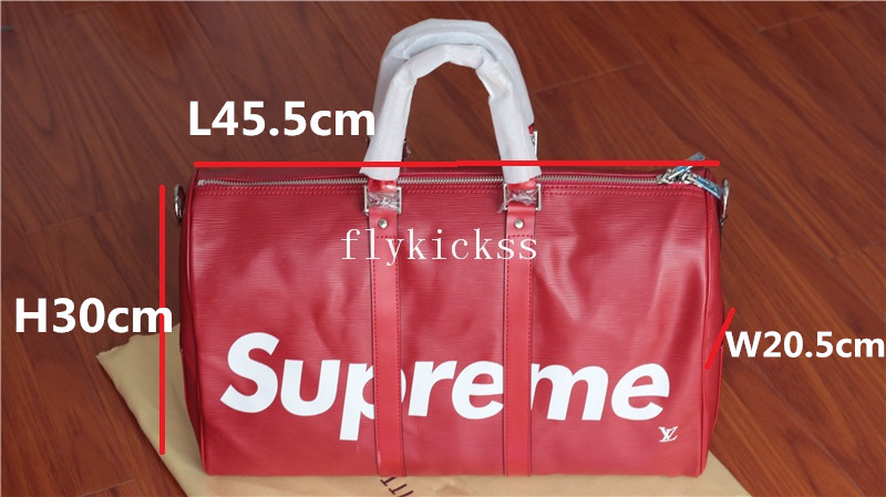 Supreme LVS Traveling Red Duffle Bag